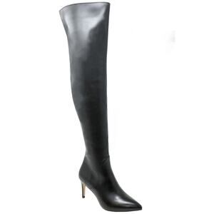 New Charles David Piano Over the Knee Dress Boots Black Leather Women's Size 9